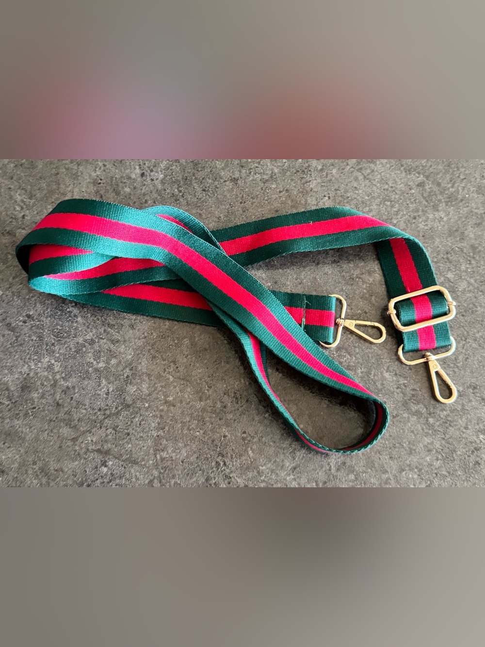 Green & Red Adjustable Replacement Strap for Purse Tote Bags Brass Hardware